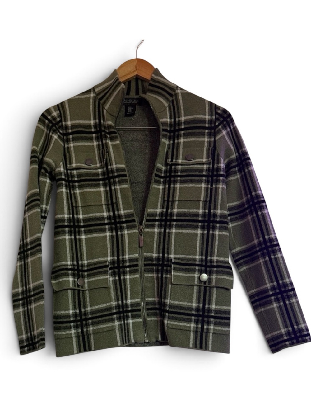 Rachel Zoe Green Plaid Shirt Jacket